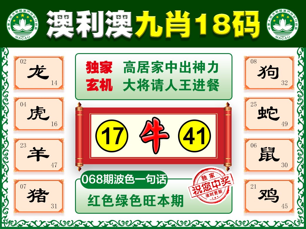 068期澳利澳九肖[图]