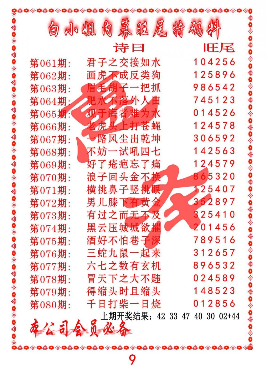 069期内幕旺尾特码料[图]