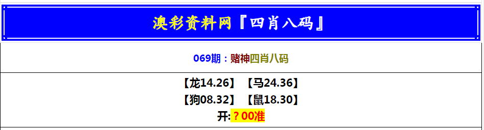069期赌神四肖八码[图]