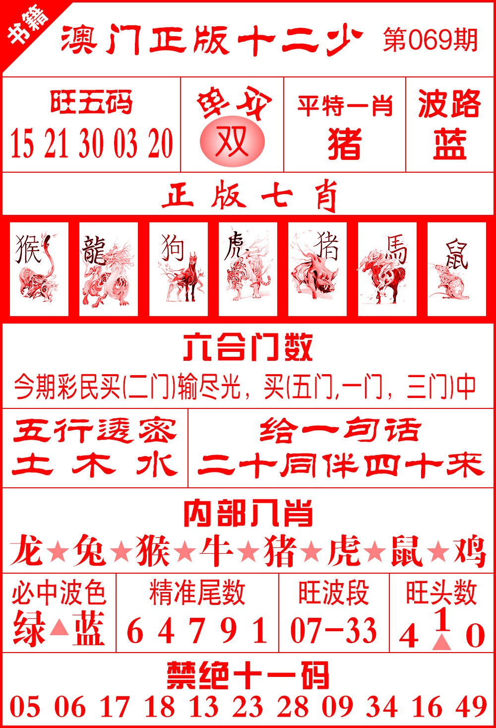 069期澳门十二少[图]