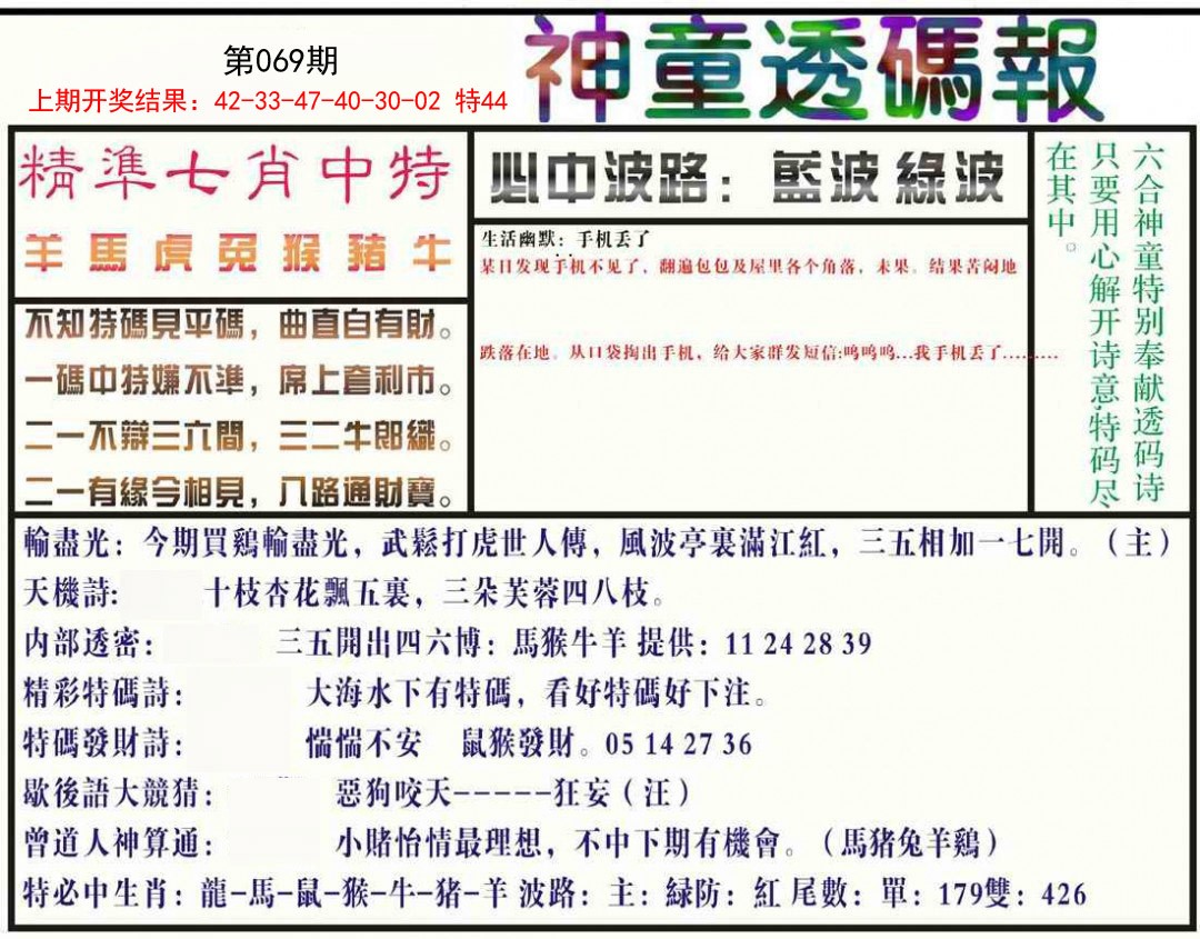 069期神童透码报[图]