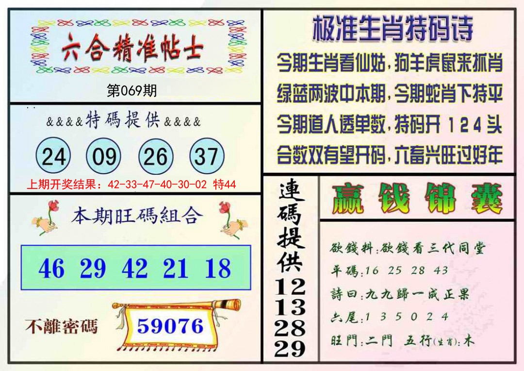 069期精准贴士[图]