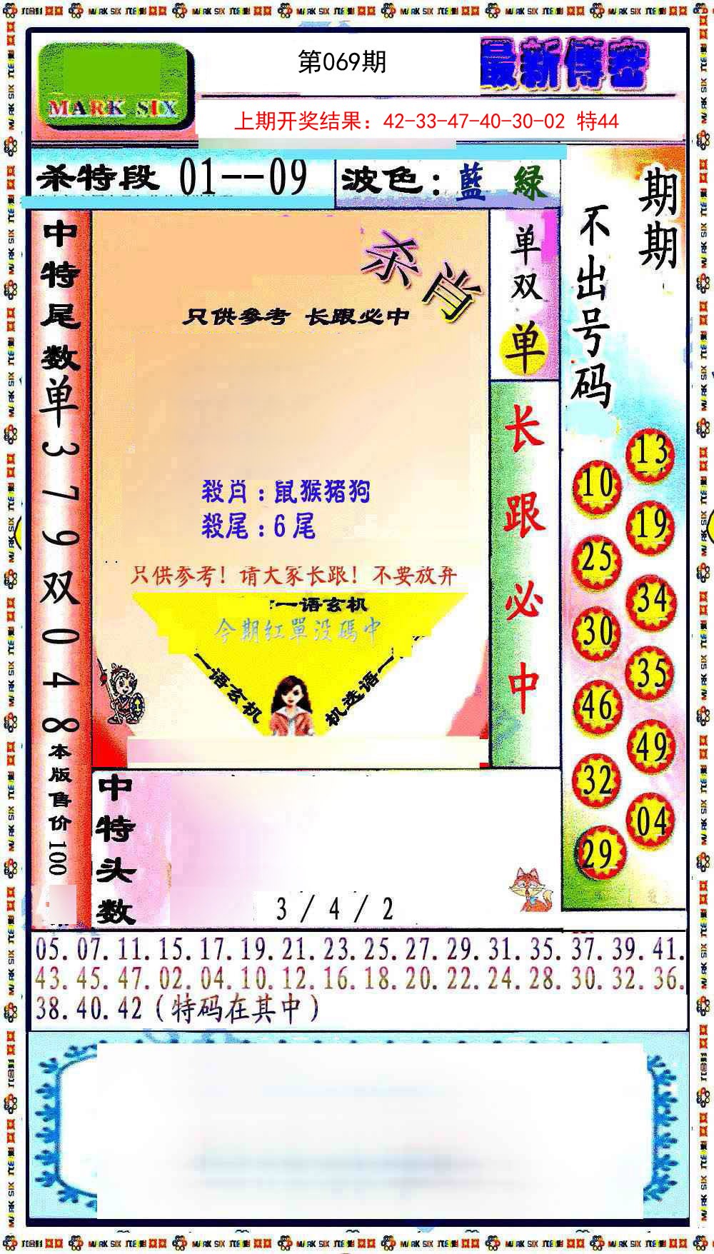 069期最新传密绝杀6肖[图]