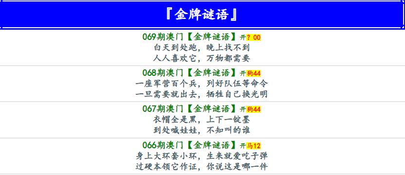069期金牌谜语[图]