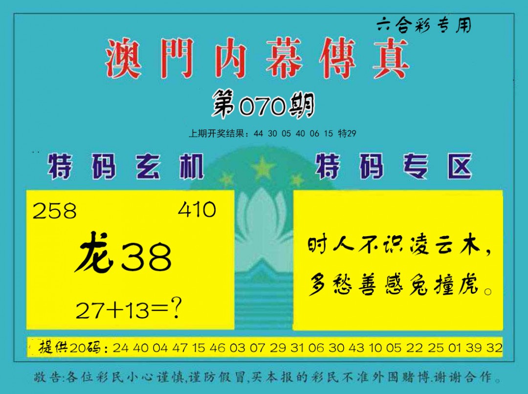 070期内幕传真[图]