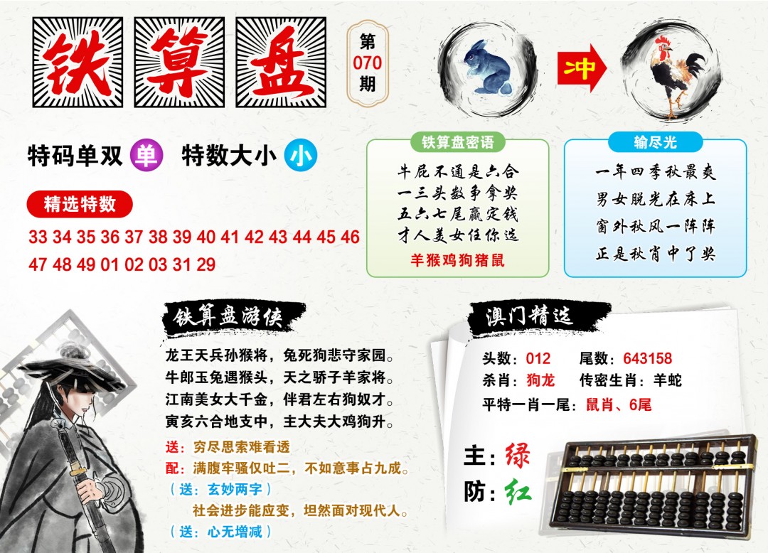 070期澳门铁算盘[图]