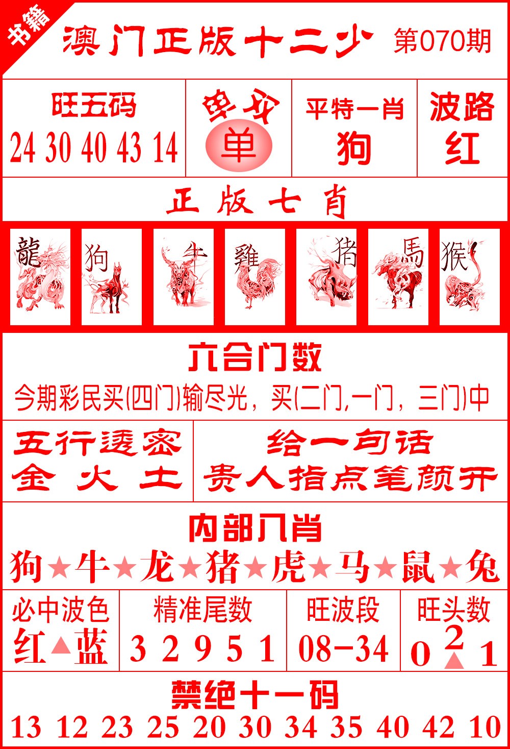 070期澳门十二少[图]