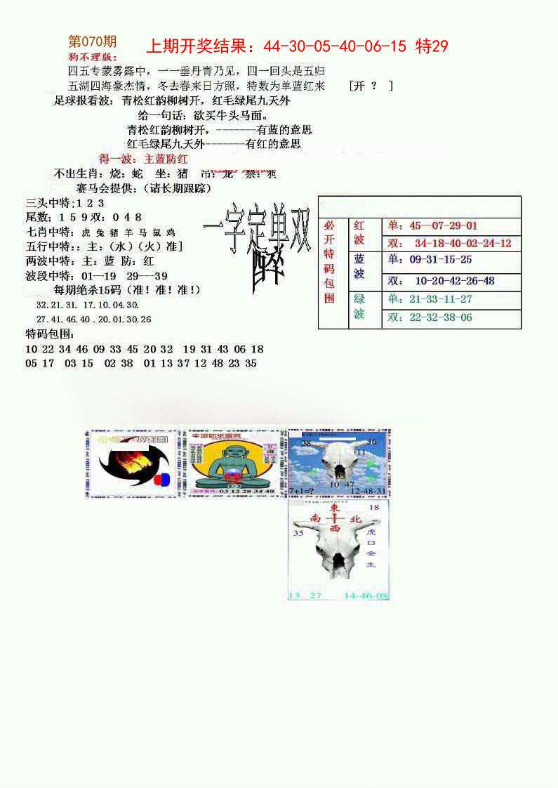 070期狗不理特码报[图]