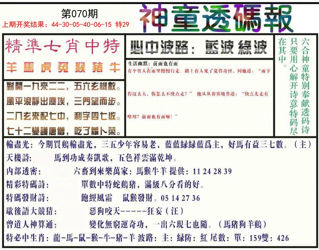 070期神童透码报[图]