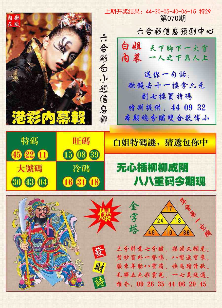 070期港彩内幕报[图]