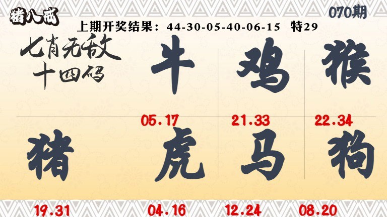 070期七肖无敌14码[图]