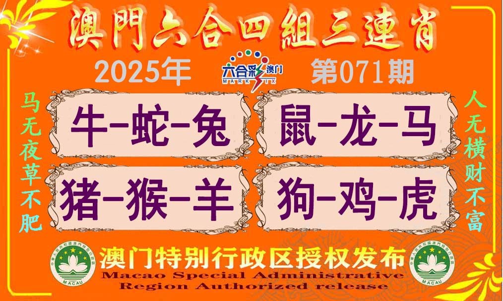071期六合四组三连肖[图]