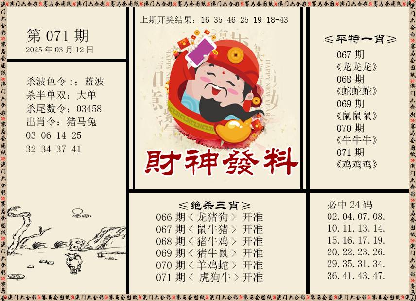 071期财神发料[图]