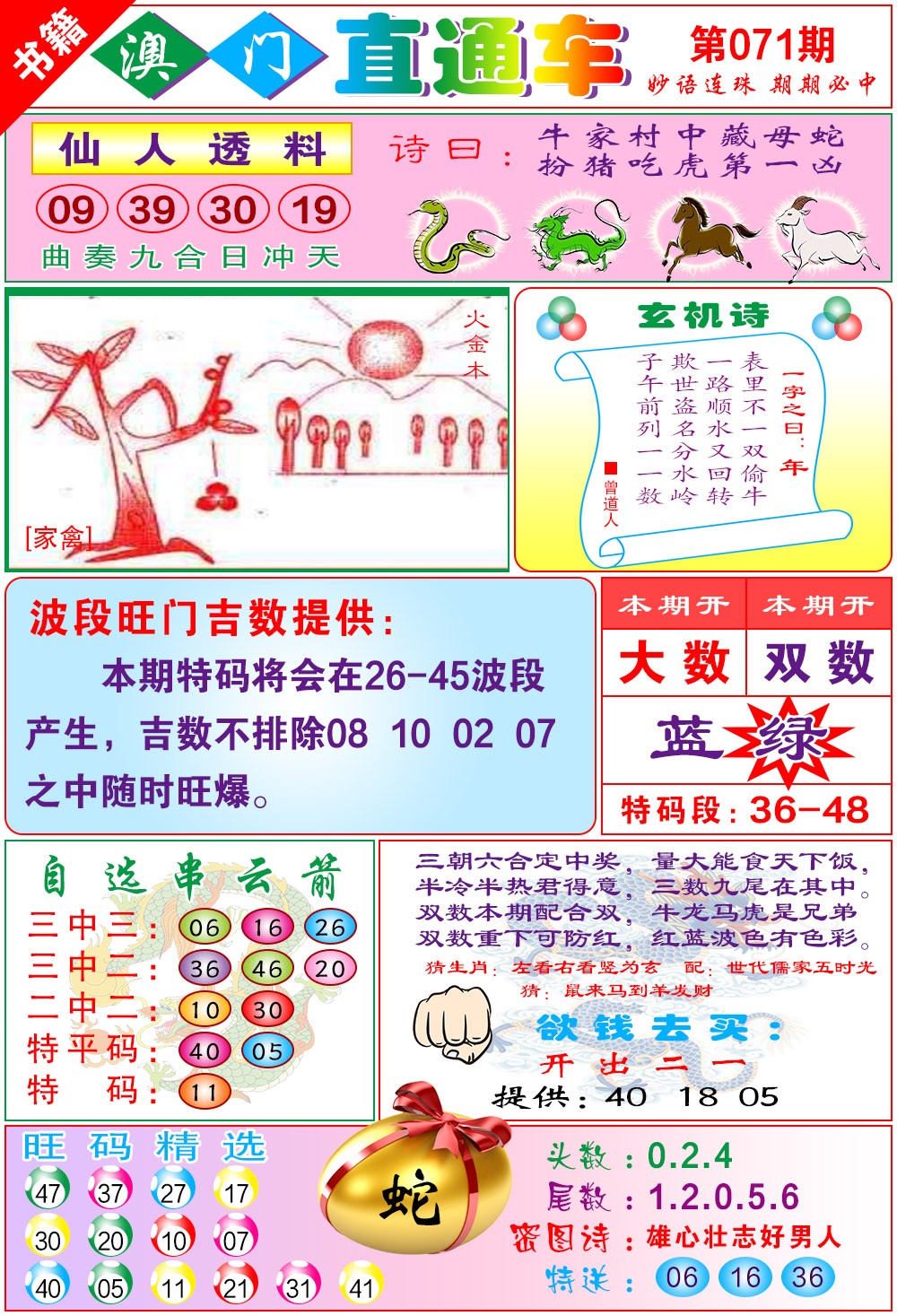 071期白姐直通车[图]