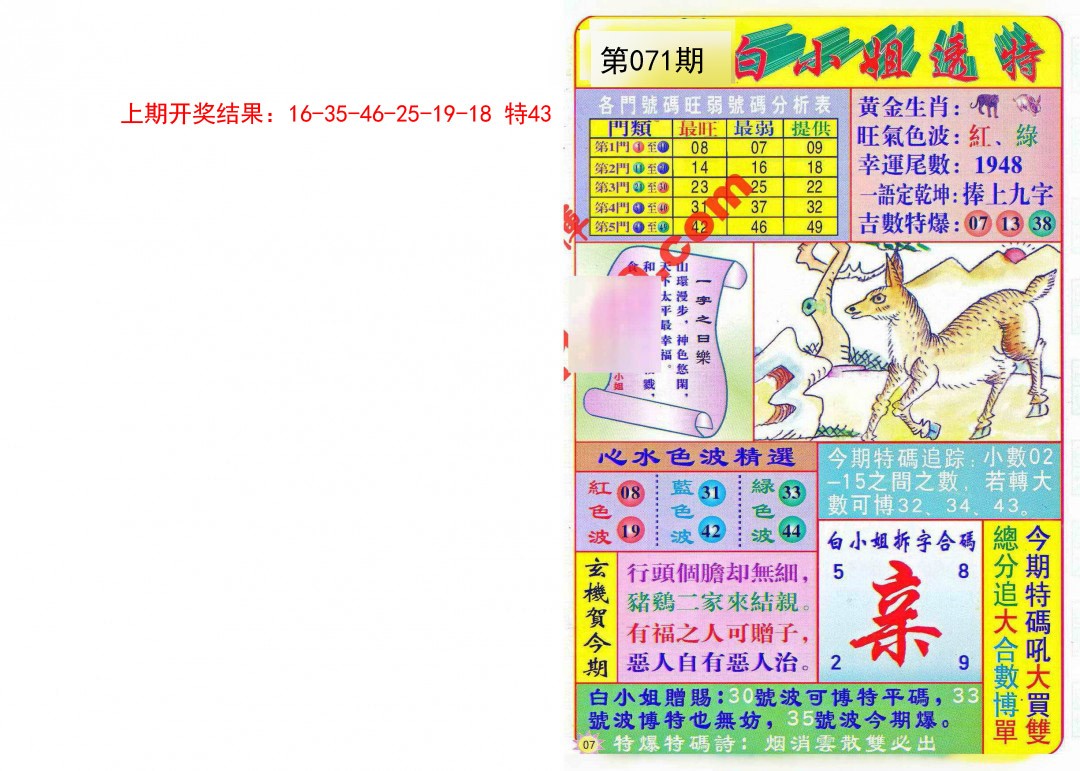 071期白小姐透特[图]