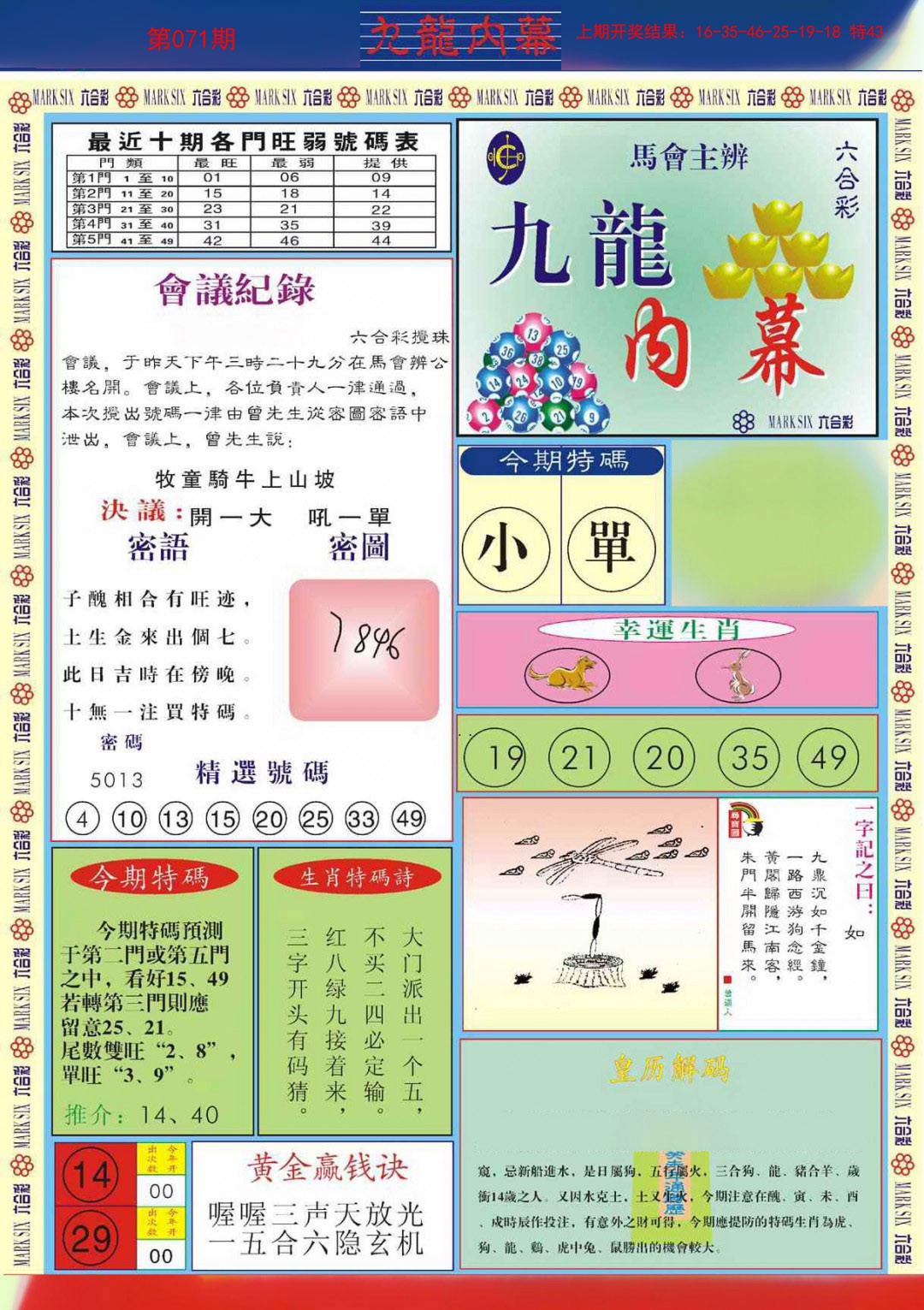 071期九龙内幕A[图]