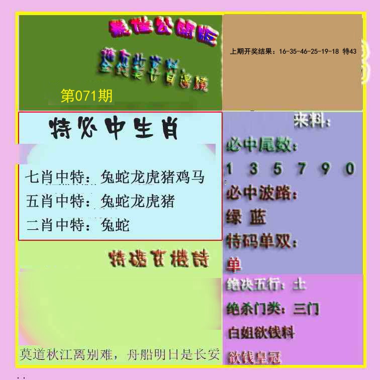 071期波肖门尾最佳公开版[图]