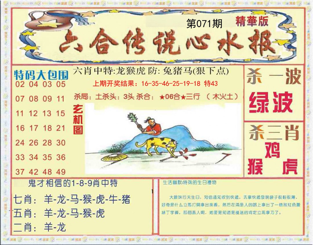 071期六合传说(心水版)[图]