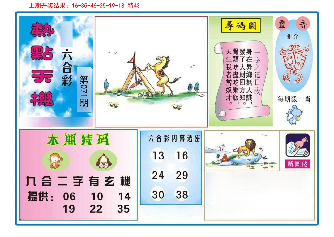 071期热点天机[图]