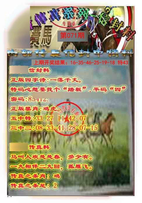 071期马会传真-信封料[图]