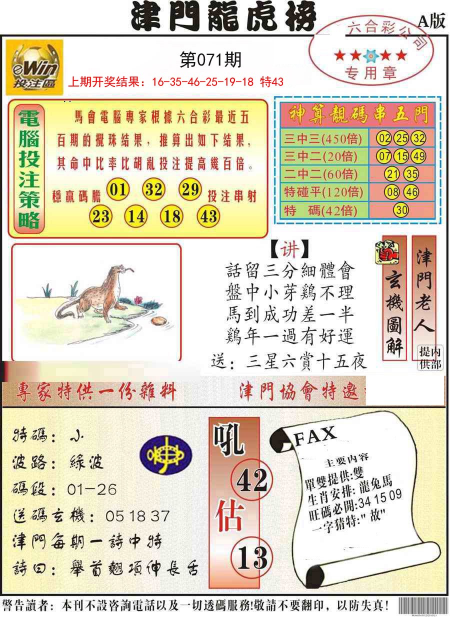 071期津门龙虎榜A[图]