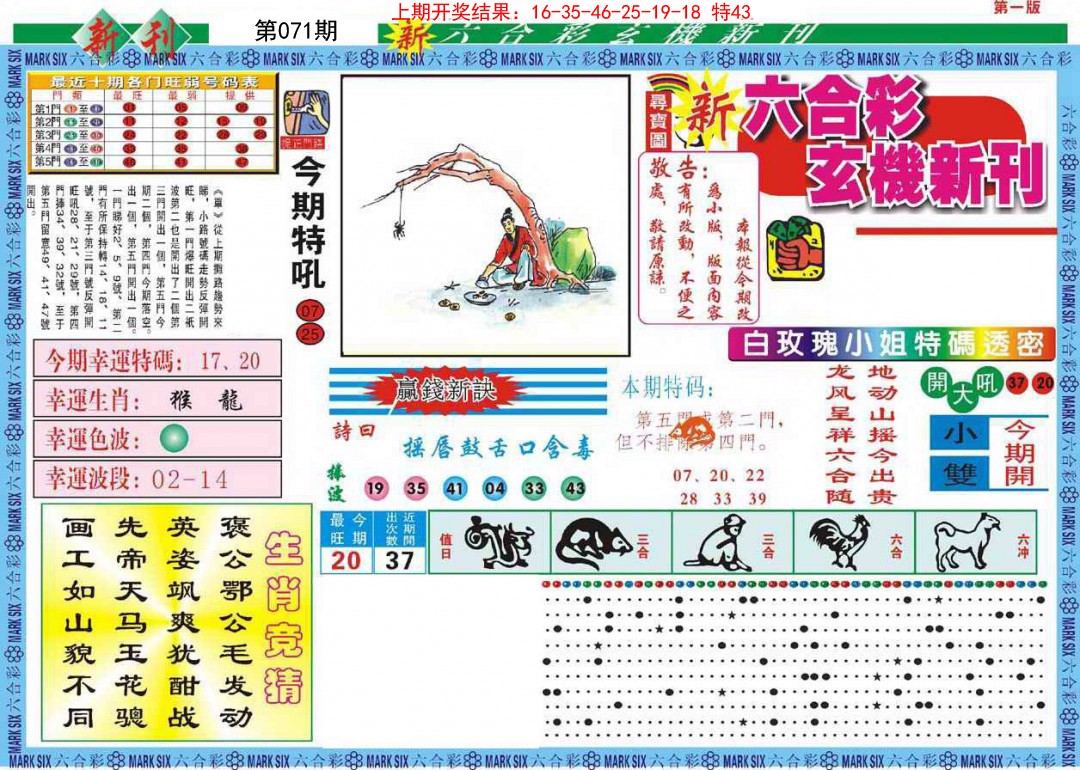 071期新六合彩特码新刊A[图]