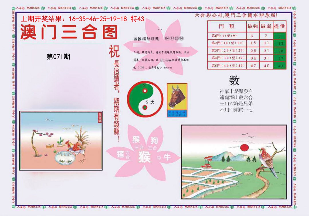 071期4-澳门三合[图]