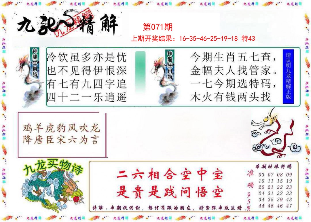 071期九龙精解[图]