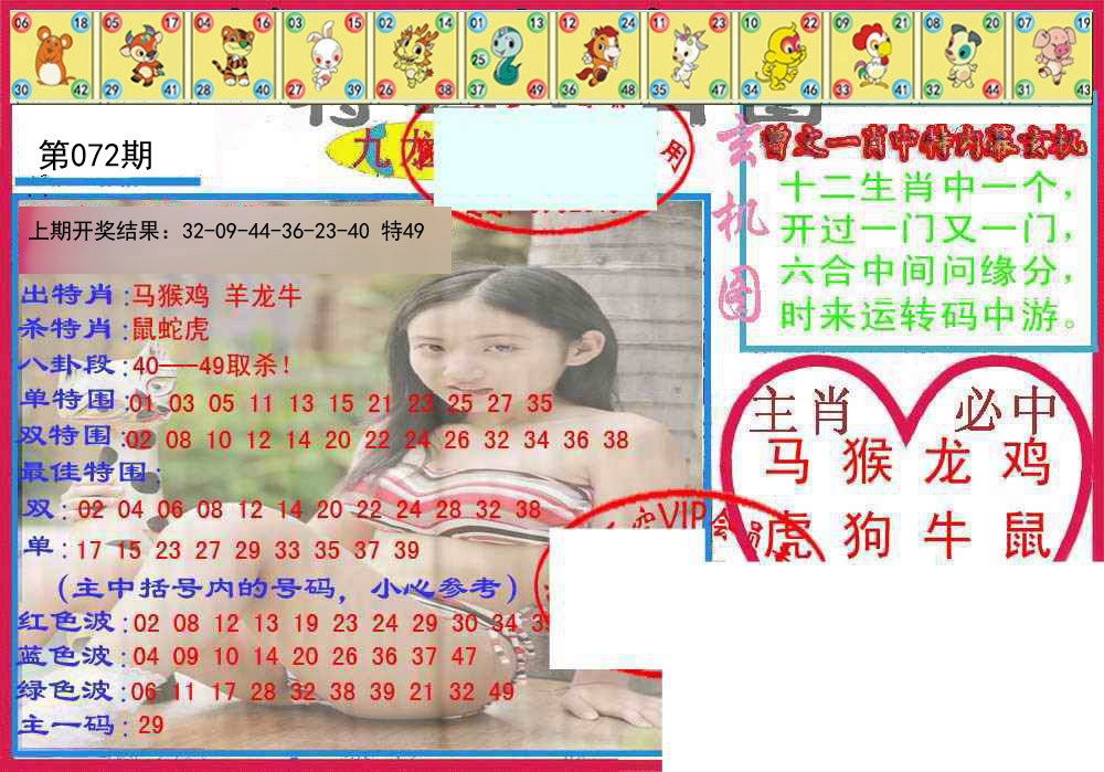 072期特码生肖图[图]