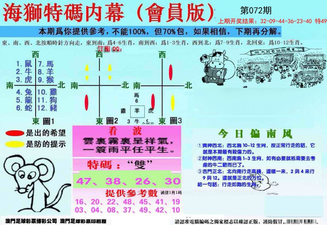 072期另版海狮特码内幕报[图]