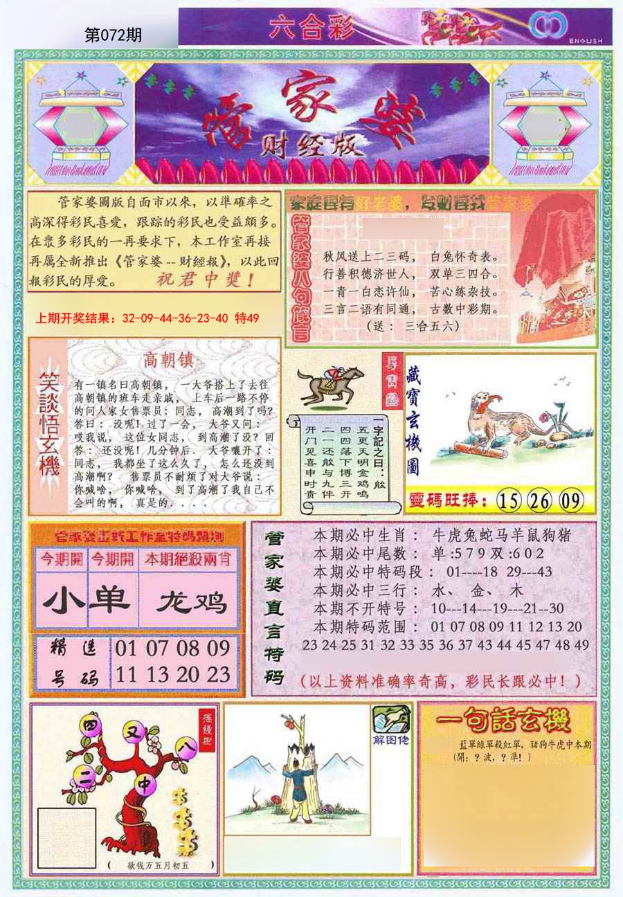 072期管家婆财经版[图]