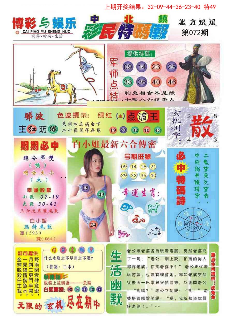 072期中北彩民特码报[图]