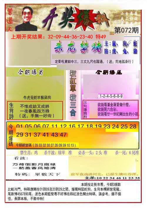 072期开奖爆料(新图推荐)[图]