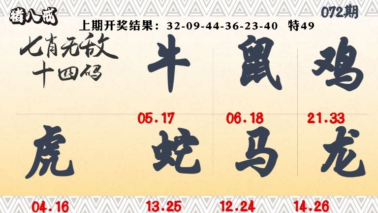 072期七肖无敌14码[图]