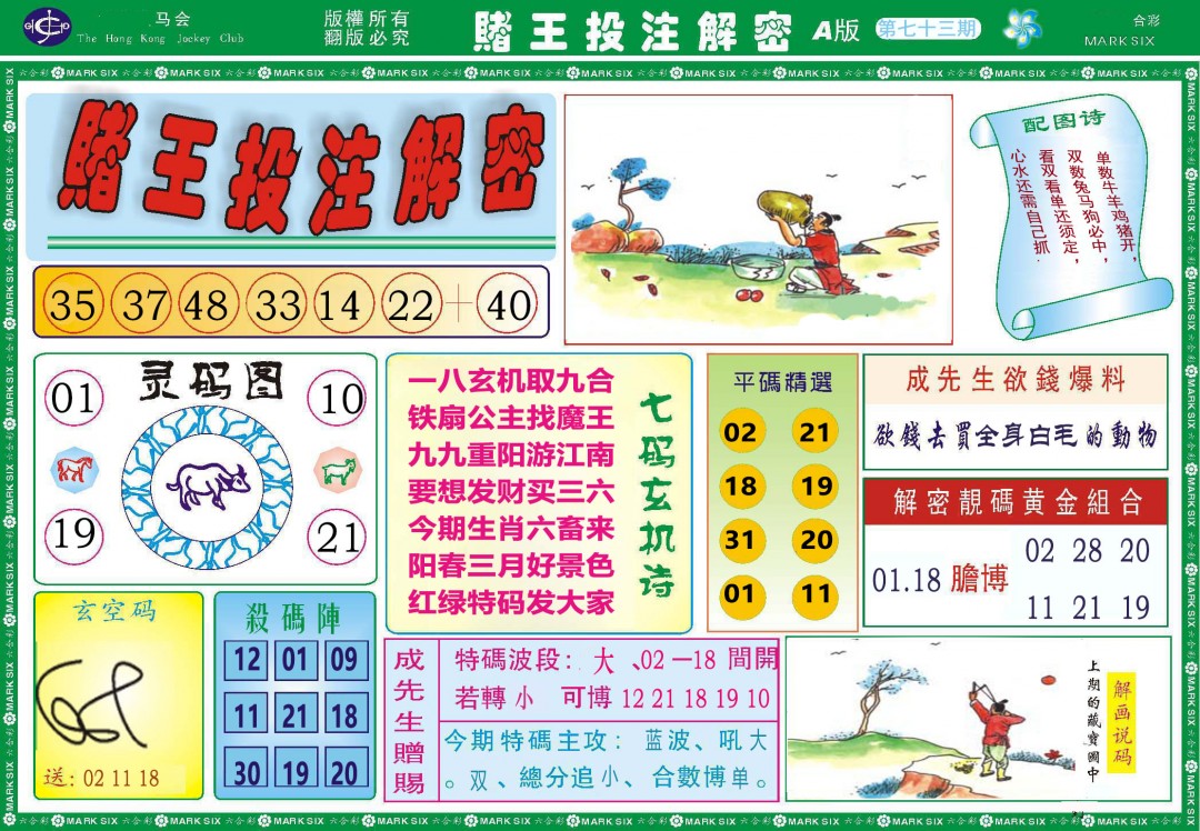 073期赌王投注解密[图]
