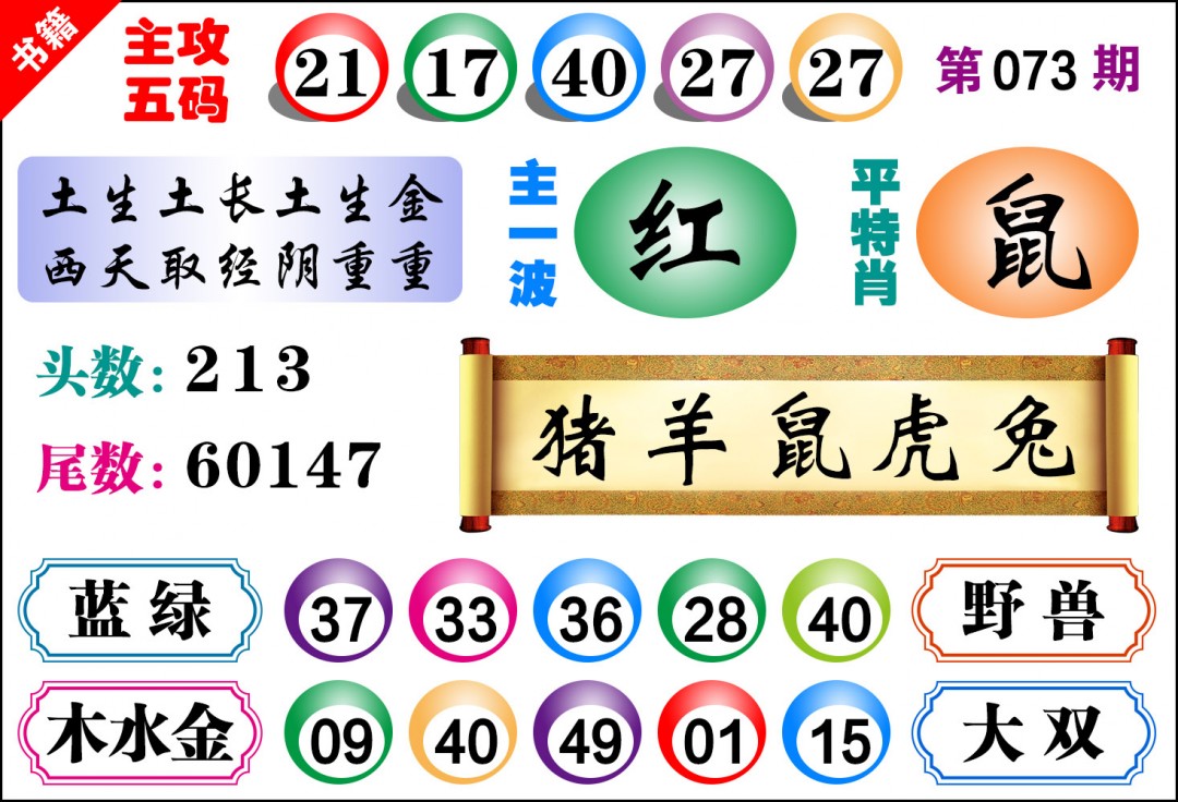 073期澳门主攻五码[图]