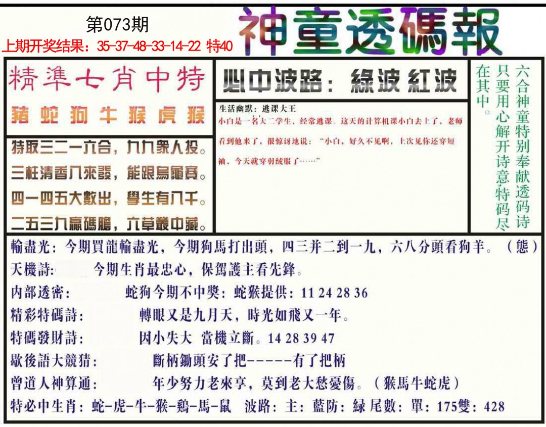 073期神童透码报[图]