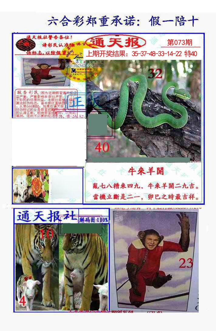073期假一陪十通天报[图]