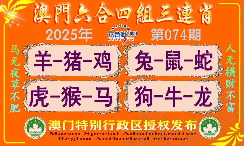 074期六合四组三连肖[图]