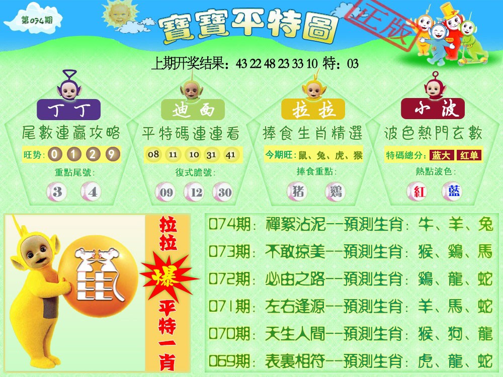 074期天线宝宝平特图[图]