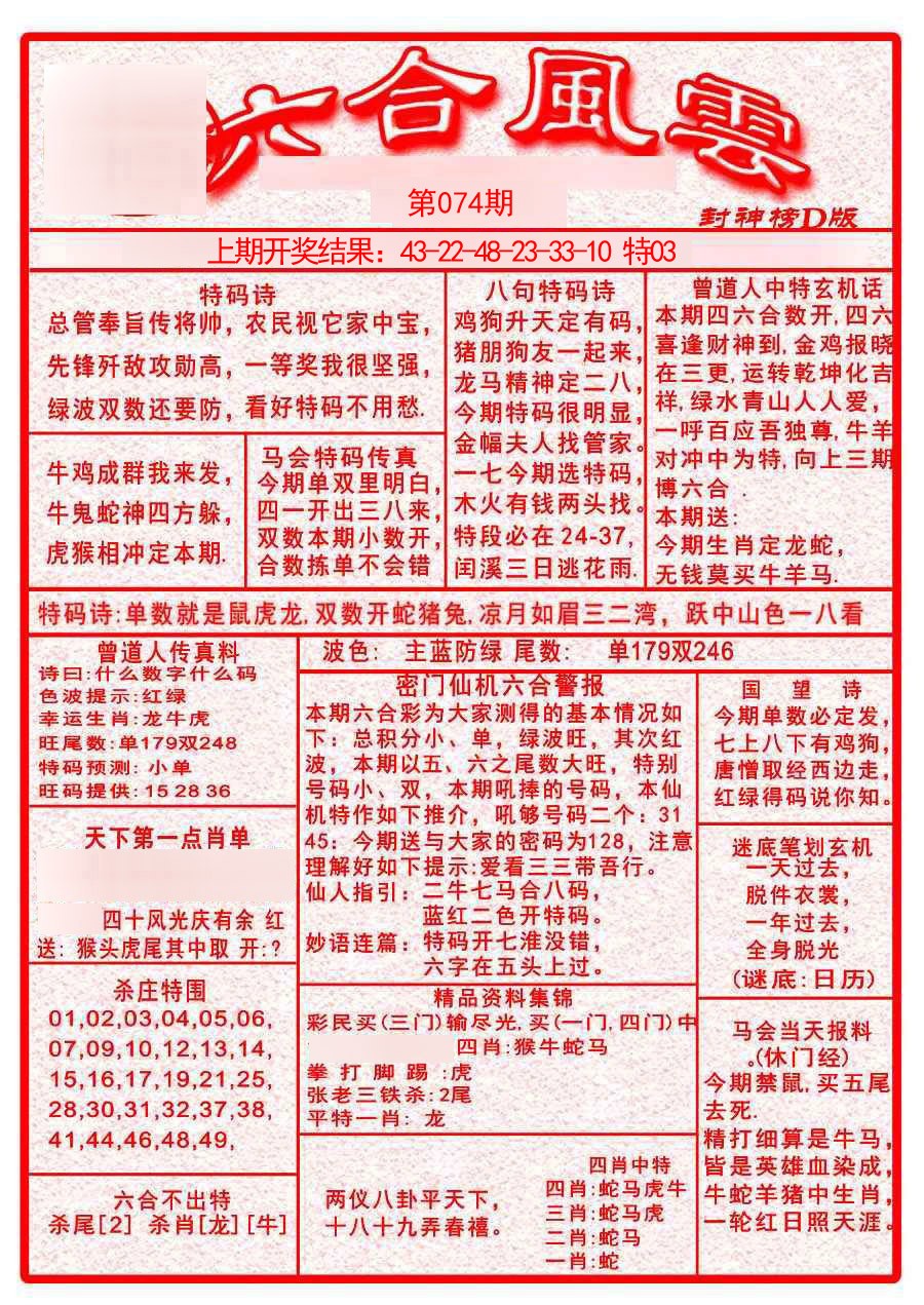 074期六合风云A[图]