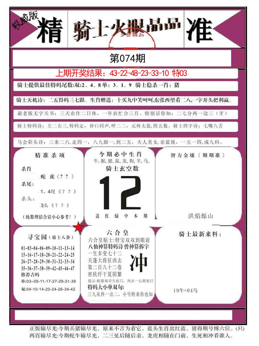 074期骑士火眼晶晶B[图]