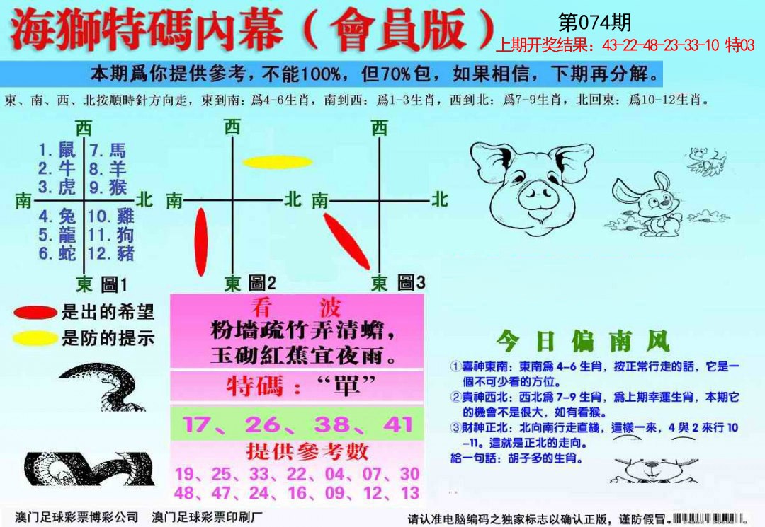 074期海狮特码会员报[图]