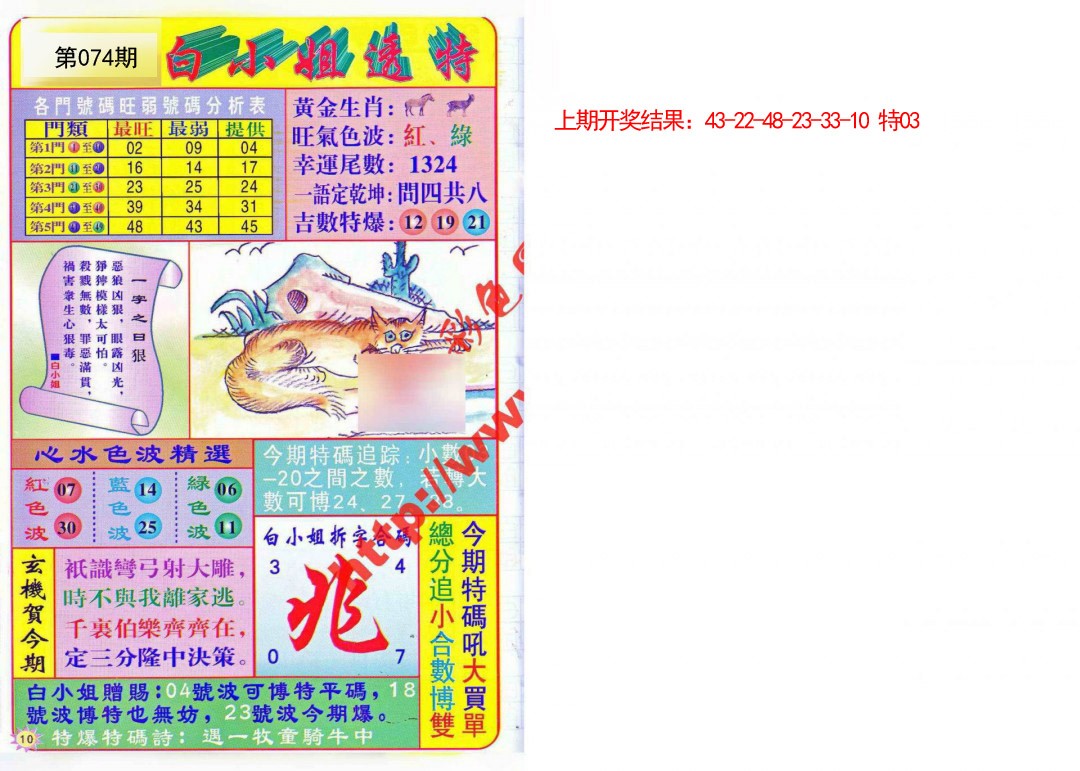 074期白小姐透特[图]