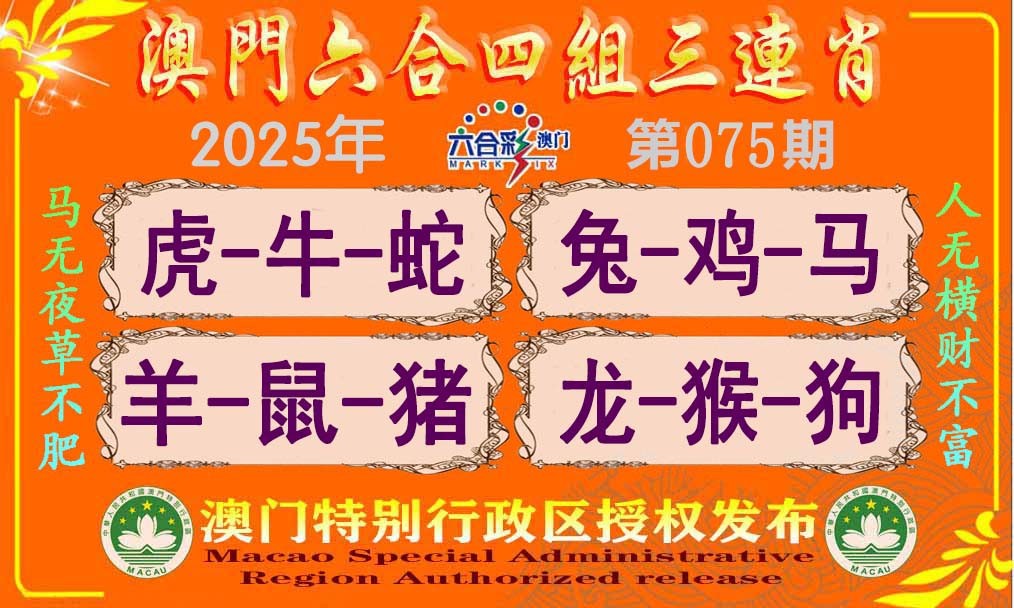 075期六合四组三连肖[图]