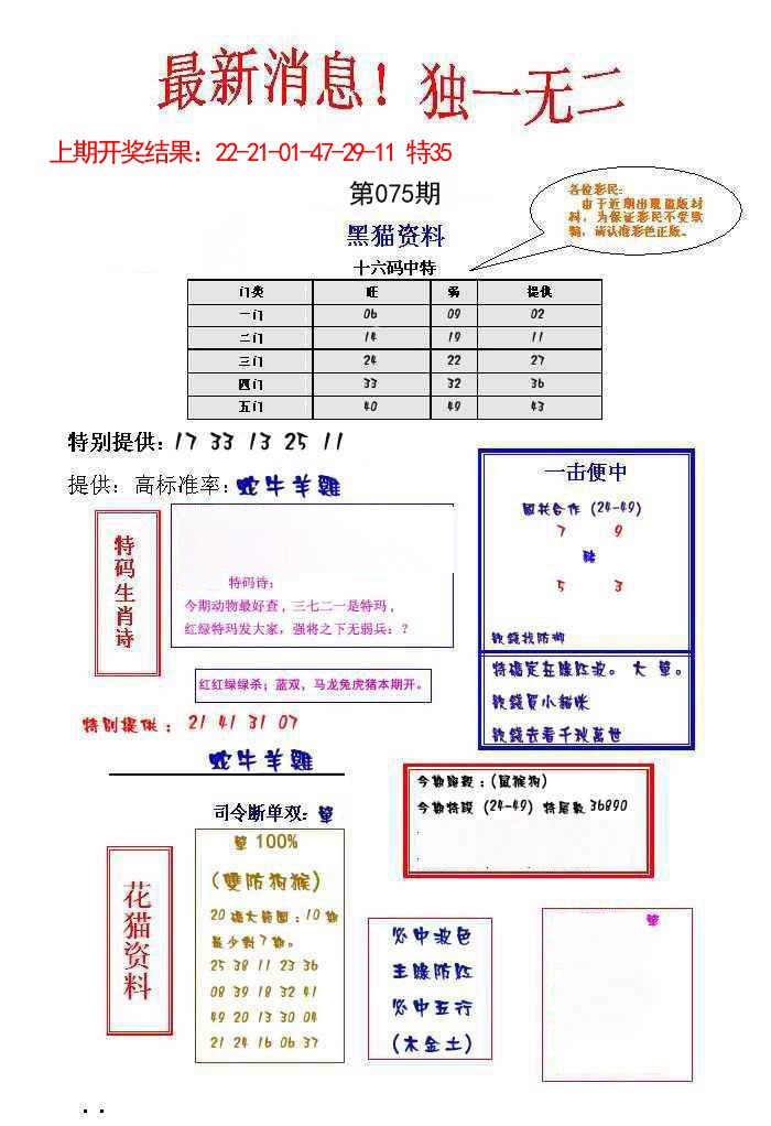 075期独一无二[图]