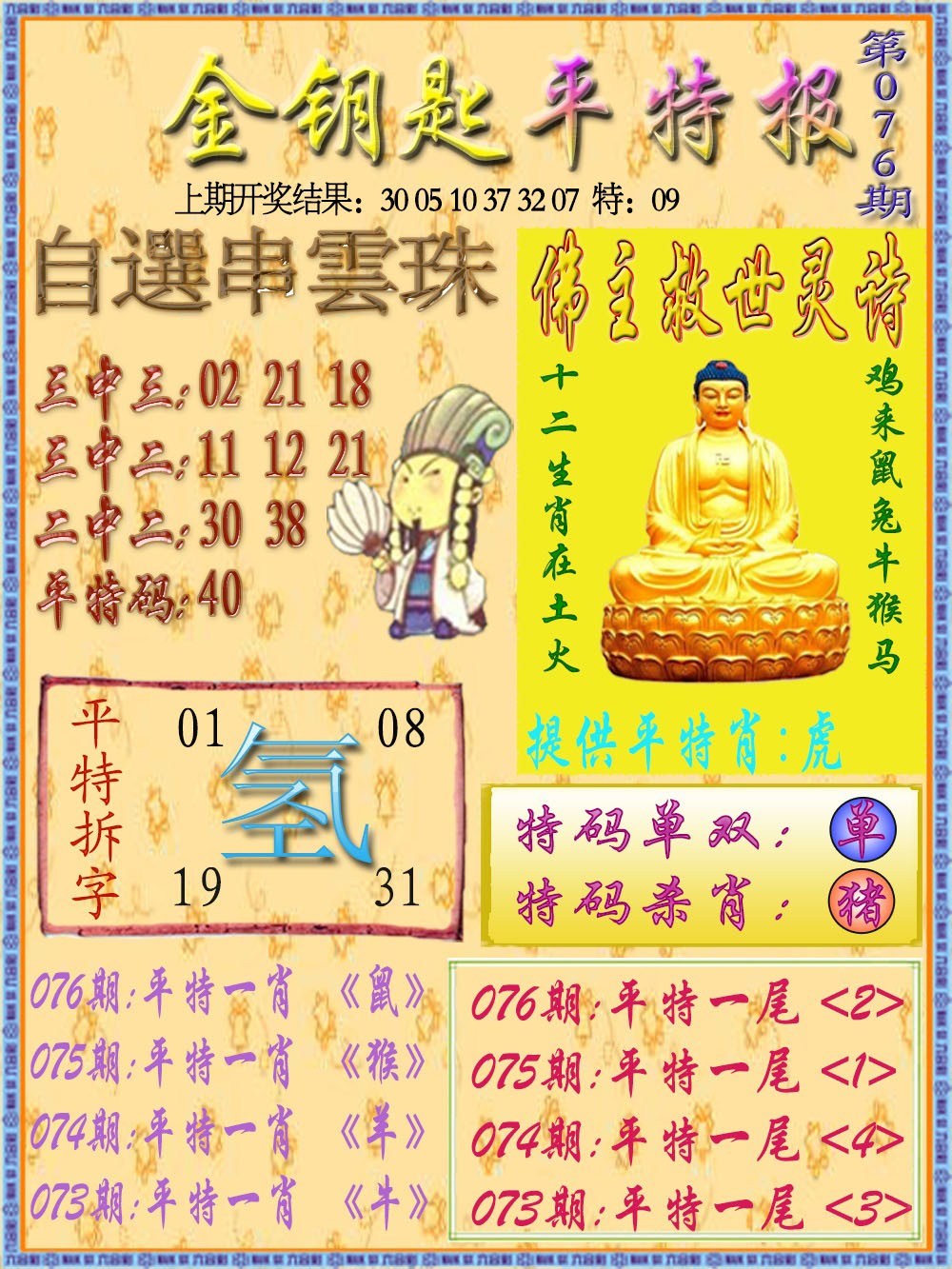 076期金钥匙平特报[图]