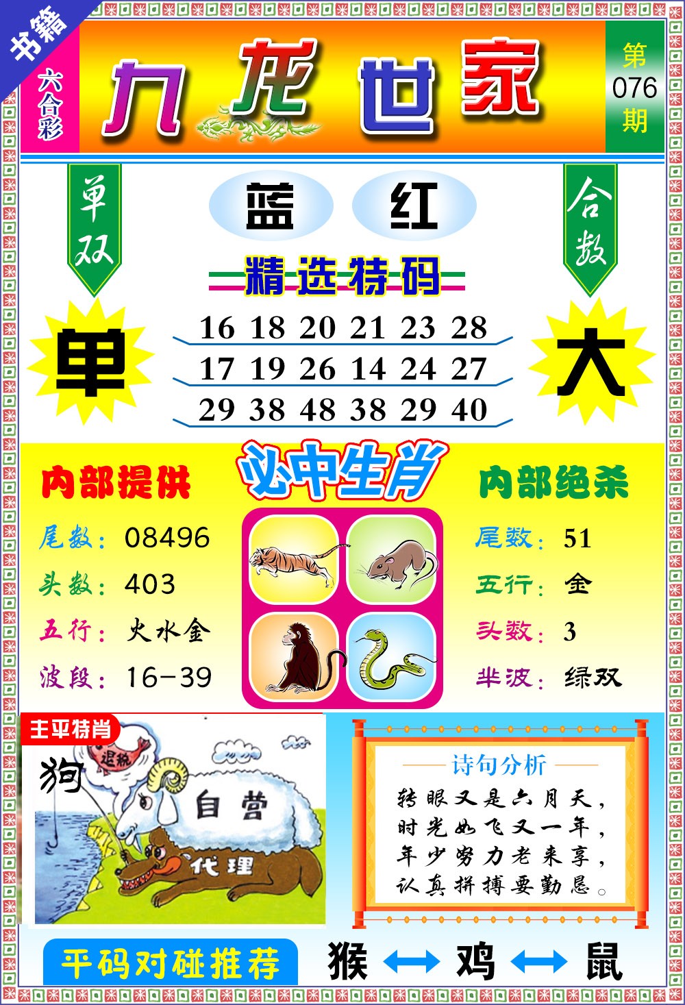 076期澳门九龙宝典[图]