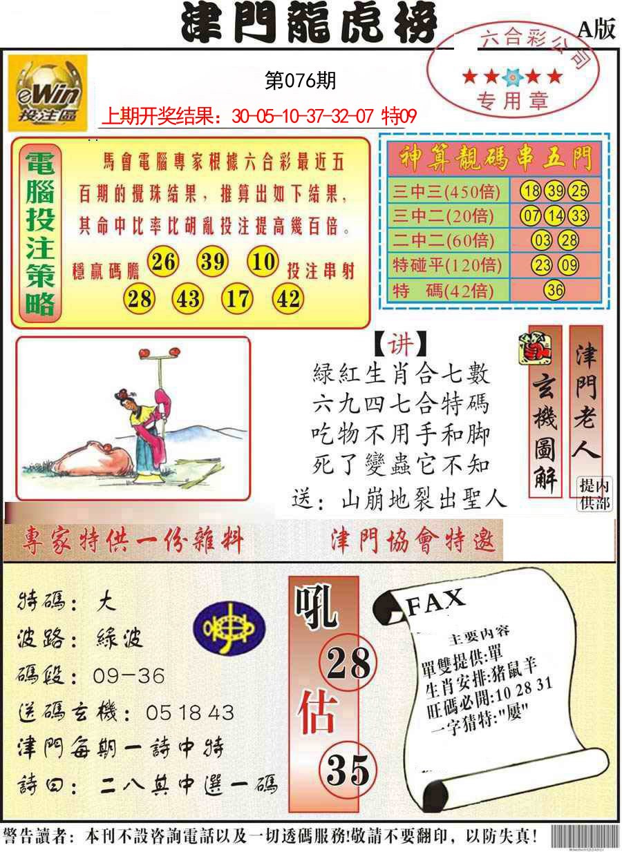 076期津门龙虎榜A[图]