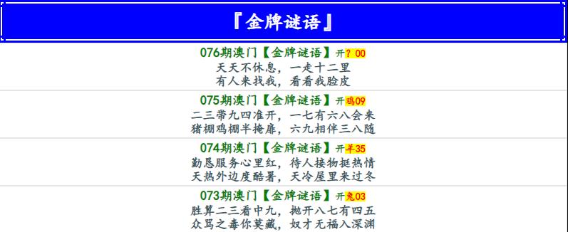 076期金牌谜语[图]